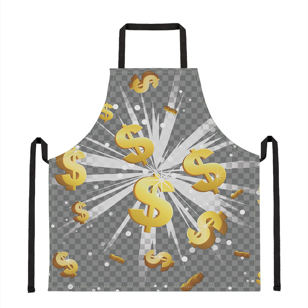 Golden Dollar Sign Explosion Print Apron