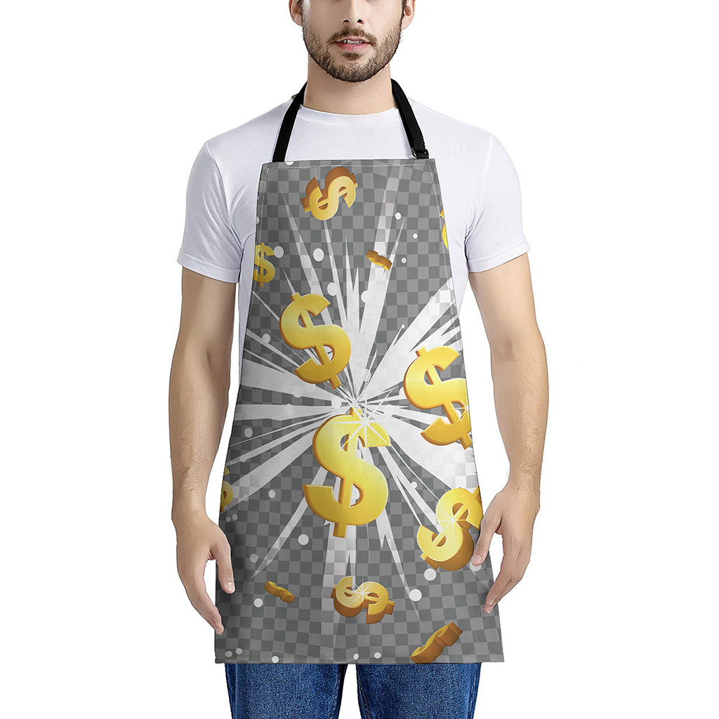 Golden Dollar Sign Explosion Print Apron