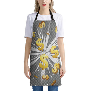 Golden Dollar Sign Explosion Print Apron