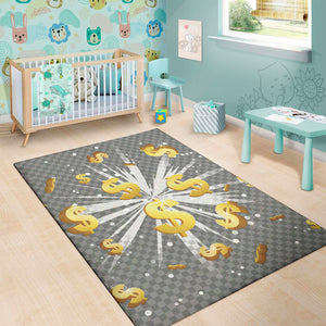 Golden Dollar Sign Explosion Print Area Rug