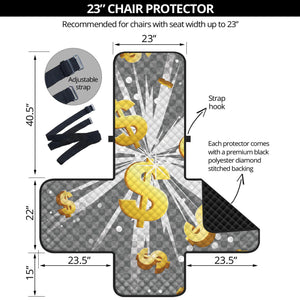 Golden Dollar Sign Explosion Print Armchair Protector