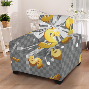 Golden Dollar Sign Explosion Print Armchair Slipcover