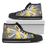 Golden Dollar Sign Explosion Print Black High Top Shoes