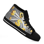 Golden Dollar Sign Explosion Print Black High Top Shoes