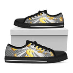 Golden Dollar Sign Explosion Print Black Low Top Shoes