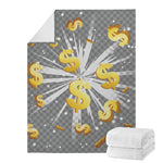 Golden Dollar Sign Explosion Print Blanket