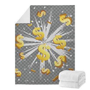 Golden Dollar Sign Explosion Print Blanket