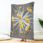 Golden Dollar Sign Explosion Print Blanket