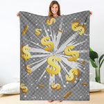 Golden Dollar Sign Explosion Print Blanket