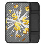 Golden Dollar Sign Explosion Print Car Center Console Cover