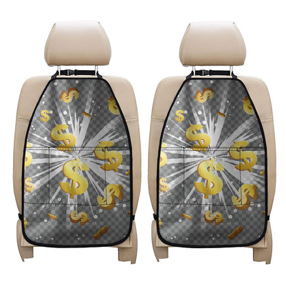 Golden Dollar Sign Explosion Print Car Seat Organizers
