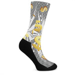 Golden Dollar Sign Explosion Print Crew Socks