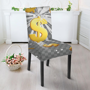 Golden Dollar Sign Explosion Print Dining Chair Slipcover