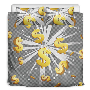 Golden Dollar Sign Explosion Print Duvet Cover Bedding Set