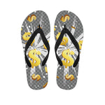Golden Dollar Sign Explosion Print Flip Flops