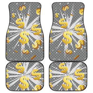 Golden Dollar Sign Explosion Print Front and Back Car Floor Mats