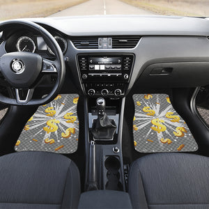 Golden Dollar Sign Explosion Print Front and Back Car Floor Mats