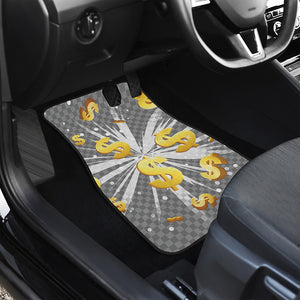 Golden Dollar Sign Explosion Print Front and Back Car Floor Mats