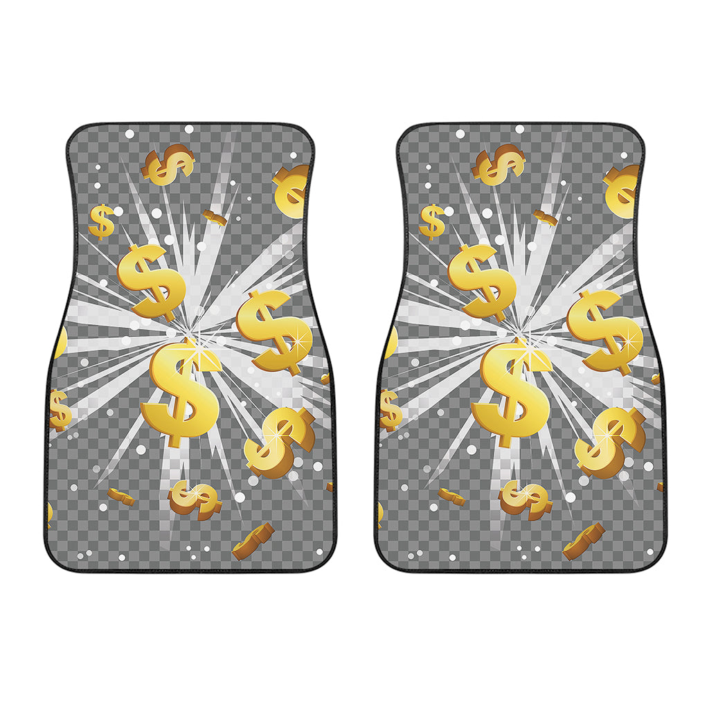 Golden Dollar Sign Explosion Print Front Car Floor Mats