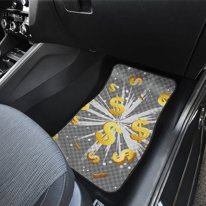 Golden Dollar Sign Explosion Print Front Car Floor Mats