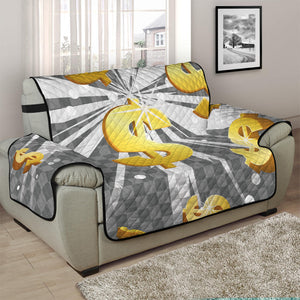 Golden Dollar Sign Explosion Print Half Sofa Protector