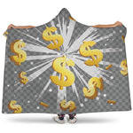 Golden Dollar Sign Explosion Print Hooded Blanket