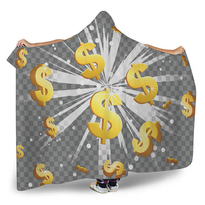 Golden Dollar Sign Explosion Print Hooded Blanket