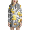 Golden Dollar Sign Explosion Print Hoodie Dress