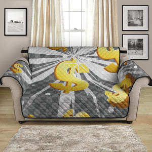 Golden Dollar Sign Explosion Print Loveseat Protector