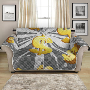 Golden Dollar Sign Explosion Print Loveseat Protector