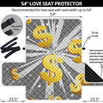 Golden Dollar Sign Explosion Print Loveseat Protector