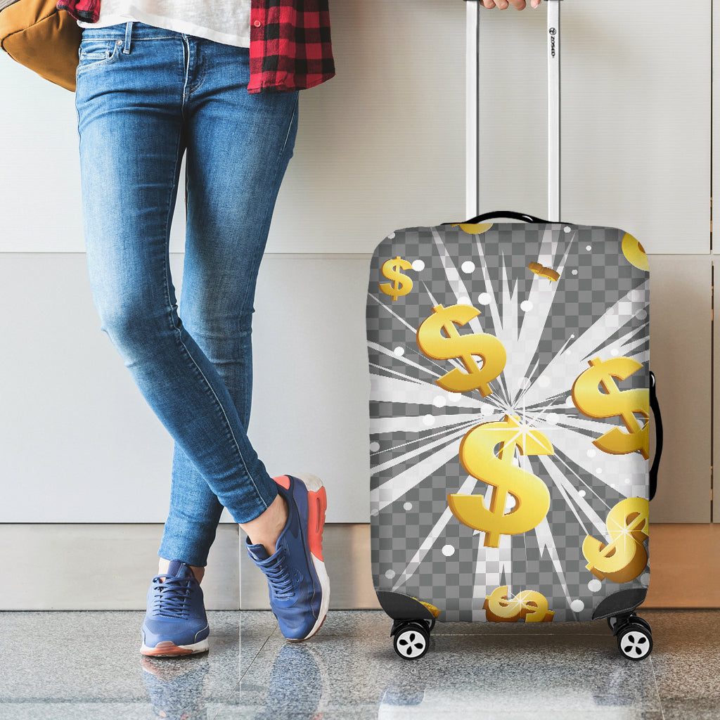 Golden Dollar Sign Explosion Print Luggage Cover