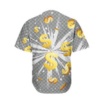 Golden Dollar Sign Explosion Print Men's Baseball Jersey