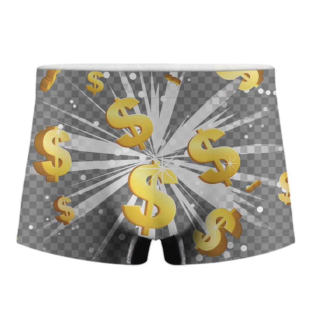 Golden Dollar Sign Explosion Print Men's Boxer Briefs