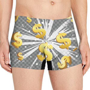 Golden Dollar Sign Explosion Print Men's Boxer Briefs