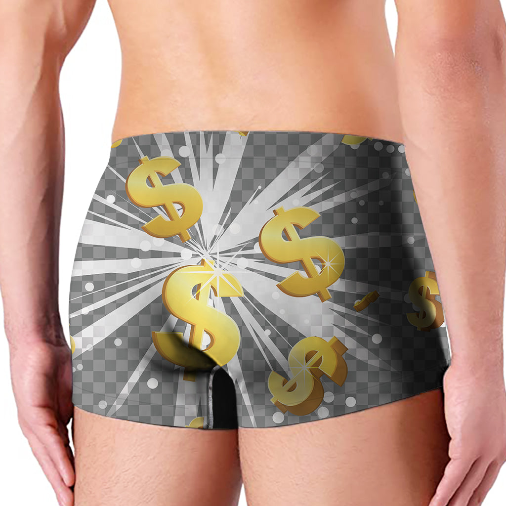 Golden Dollar Sign Explosion Print Men's Boxer Briefs