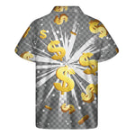 Golden Dollar Sign Explosion Print Men's Short Sleeve Shirt