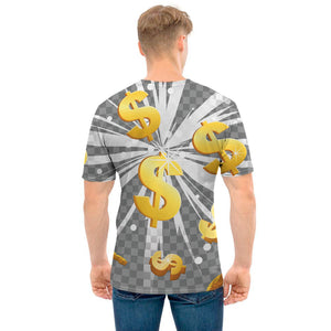 Golden Dollar Sign Explosion Print Men's T-Shirt