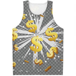 Golden Dollar Sign Explosion Print Men's Tank Top