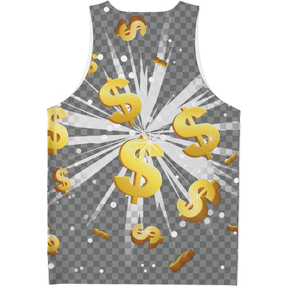 Golden Dollar Sign Explosion Print Men's Tank Top