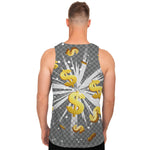 Golden Dollar Sign Explosion Print Men's Tank Top