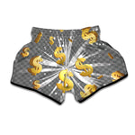 Golden Dollar Sign Explosion Print Muay Thai Boxing Shorts