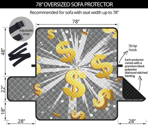 Golden Dollar Sign Explosion Print Oversized Sofa Protector