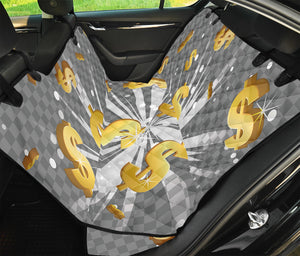 Golden Dollar Sign Explosion Print Pet Car Back Seat Cover