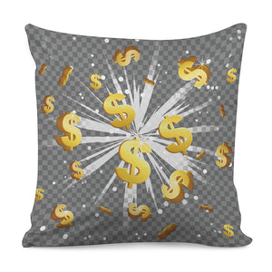 Golden Dollar Sign Explosion Print Pillow Cover