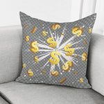 Golden Dollar Sign Explosion Print Pillow Cover