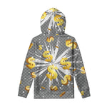 Golden Dollar Sign Explosion Print Pullover Hoodie