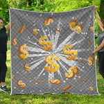 Golden Dollar Sign Explosion Print Quilt