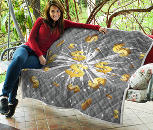 Golden Dollar Sign Explosion Print Quilt