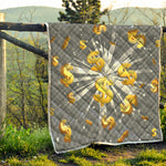 Golden Dollar Sign Explosion Print Quilt